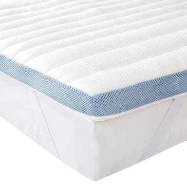 Amazon Basics Colchón de Espuma viscoelástica Topper con memoria con Funda removible y lavable, 150 x 200 cm, 5 cm, Blanco