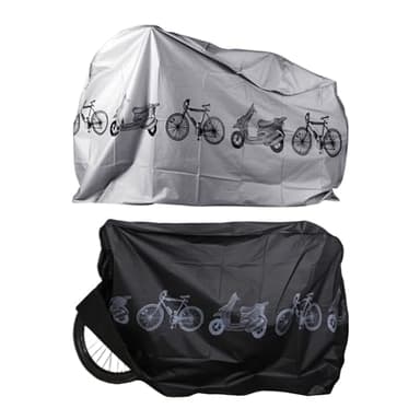 Paquete de 2 fundas protectoras para bicicleta, a prueba de lluvia, polvo y sol, funda de coche eléctrico, adecuada para bicicletas de montaña, coches eléctricos (gris, negro)
