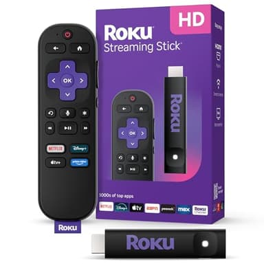 Roku Streaming Stick HD 2025: Dispositivo de transmisión Roku para TV con Control Remoto de Voz, TV Gratis y en Vivo
