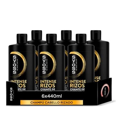Syoss Rizos Pro Champú para cabello rizado y ondulado (6 x 440 ml), fórmula profesional con ingredientes naturales y efecto anti frizz, apto para el método curly