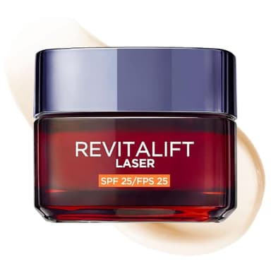 L'Oréal Paris Revitalift Láser Triple Acción Crema de Día Nº1 Anti-Edad Protección Solar SPF25 con Pro-Retinol, Ácido Hialurónico y Vitamina Cg. Reduce Arrugas, Reafirma y Reduce Manchas Oscuras, 50ml