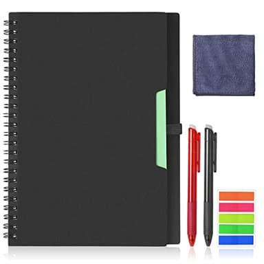 Vicloon Cuaderno Eutilizable Inteligente, A5 Libreta inteligente, 2 Bolígrafos Borrables, 1 Paño de Microfibra, 5 colores Marcadores Adhesivos, puede Subir a la Nube Borrar en Cualquier Momento Negro