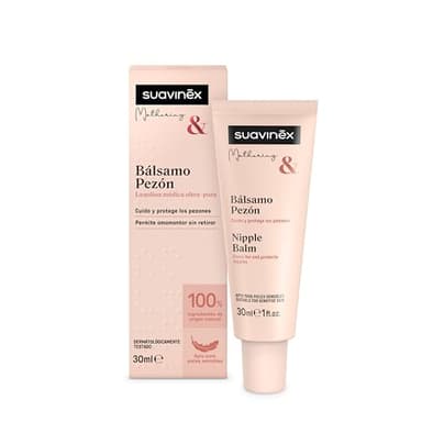 Suavinex, Crema del Pezón, Bálsamo Lactancia, Lanolina Ultra Pura, permite Amamantar Sin Lavar, Hidrata, Evita la Sequedad y las Grietas, Apta Pieles Sensibles, 100% Ingredientes Origen Natural, 30 ml
