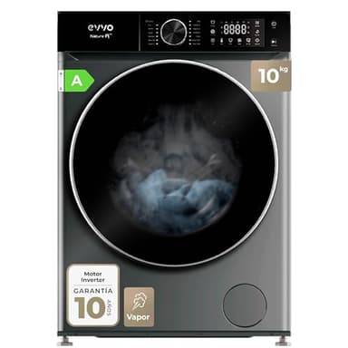 EVVO Lavadora NATURE R (Color) - 10 Kg, 1400 RPM, CLASE A - Vapor Higienizante, Tambor ePROTECT Diamante, Motor Inverter