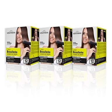 PLACENTA LIFE KERATIMASK - Kit de Alisado Brasileño sin Formol | Tecnología Hyaluron System | Ácido Hialurónico y Keratina | Liso, Sedoso y Brillante por 12 Semanas, Blanco, 3 Unidades