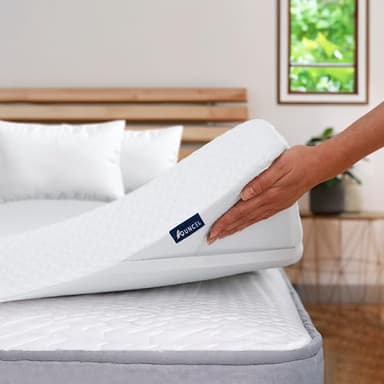 QUNCEL® Topper Viscoelástico Gel Premium 150x190 | 7cm | Alivio Tensión Muscular | Alta Densidad | Hipoalergénico | Sobrecolchon Anti-Estrés, Topper Viscoelástico 150x190, Mattress Topper Colchon