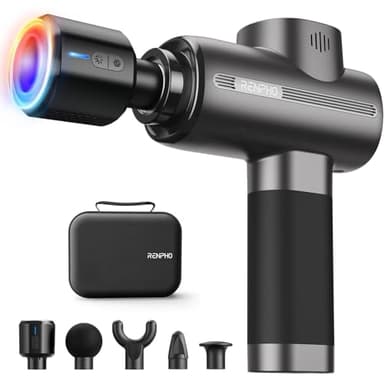 Pistola de Masaje Muscular Calor y frío, Pistola de Masaje RENPHO, Masajeador de Motor de Tejido Profundo de 3200 rpm, Massage Gun, Para el Hogar, Gimnasio, Relajación Muscular de Cuerpo Completo
