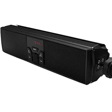 LAUGHERER Altavoces estéreo para motocicleta, reproductor de música MP3, reproductor Bluetooth con USB, AUX-IN, radio FM para manubrio de 7/8-1.25 pulgadas, motocicleta, scooter, bicicleta, ATV, UTV