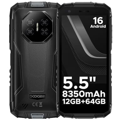 DOOGEE Fire 3 Teléfono Movil irrompible Android 16, 5.5" IPS HD+, 8350mAh,12GB +64 GB/2TB TF movil Resistente,13MP+8MP,Octa Core,NFC/Face ID/GPS/OTG/3,5mm/Widevine L1/IP68&IP69/4G Dual SIM Smartphone
