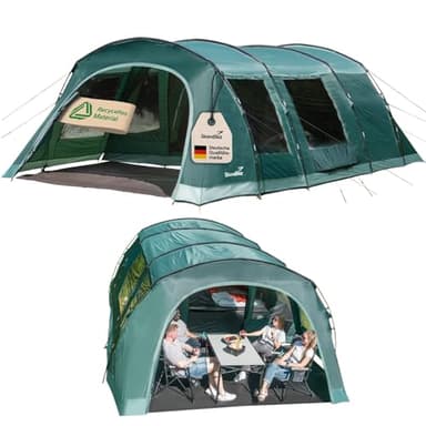 Skandika Kaupanga Tienda de campaña Familiar túnel | para 6 Personas, Impermeable, 3000 mm de Columna de Agua, Cabina Oscura para Dormir (Verde Reciclado)