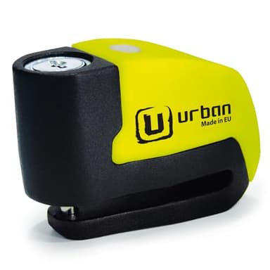 URBAN UR6 Candado Moto Disco Sin o con Alarma 120dB Hi-Tech Warning Sensibilidad A+, Botón ON Luz LED, Pila CR2 Larga Duración, Más Impermeable, Pinza Antirrobo Moto Universal Scooter Bici Eléctrica