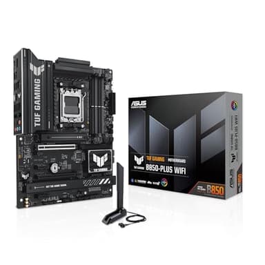 ASUS TUF GAMING B850-PLUS WIFI - Placa base AMD ATX, 14+2+1 etapas de potencia DrMOS 80A, DDR5, PCIe 5.0, 3 ranuras M.2, WiFi 7, Realtek 2.5Gb Ethernet, DisplayPort, HDMI, USB 20Gbps Tipo-C, Aura Sync