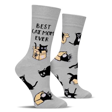 BEST CAT MOM EVER Calcetines Divertidos Gatos para Mujer Madre-Regalos Originales Graciosos Dia de la Madre Navidad Cumpleaños San Valentin Pascua para Mama Amigas Niña - Funny Socks Women