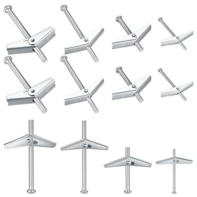 34 Piezas Tacos para Placa de Yeso, M3/M5/M6, Acero al carbono, Ala Primavera Toggle con Máquina Tornillos, Anclaje de Paneles de Pladur Placas Pared