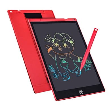 Tableta de Escritura Color Lcd 12 Pulgadas, Tablet Escritura Pantalla Colorido Infantil, Tableta Grafica Dibujo Niños Adecuada Para el Hogar, Escuela, Oficina, Cuaderno de Notas con Fundas (Red)