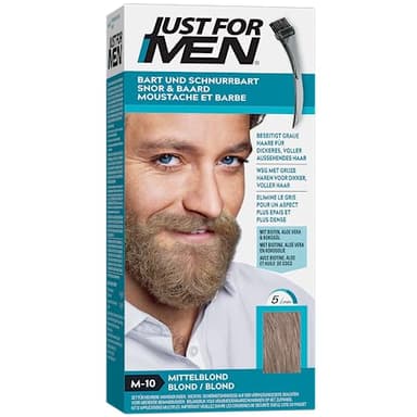 Just for men M10 - Colorante para bigote y barba, color rubio medio, elimina las canas para un aspecto más tupido y abundante