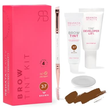 RB RENATA BEAUTY Kit de Tinte de Cejas - Kit Completo de Tinte, Activador Oxidante, Pincel Dual para Coloración - Efecto Larga Duración de 4 Semanas - Hasta 30 Aplicaciones [Marrón]