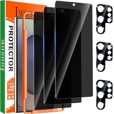 IMBZBK 3 Piezas Protector Pantalla para Samsung Galaxy S25 Ultra Privacidad Antiespia Cristal Templado 3 Piezas Protector Camara Accesorios, Desbloqueo por Huella Dactilar
