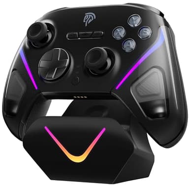 EasySMX Elite D10 Mando Inalámbrico PC con Base de Carga– Joysticks TMR– Gatillos Hall de Modo Dual– Botones Mecánicos– Sondeo 1000 Hz– RGB– Batería 1000 mAh– Ideal como Regalo– PC/Switch/Móvil– Negro