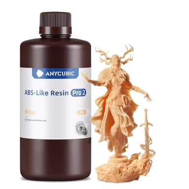 ANYCUBIC Resina ABS-Like Pro 2, Resina para Impresora 3D con Mayor Resistencia y Dureza, Alta Precisión y Mínima Contracción, Amplia Compatibilidad para Todas las Impresoras 3D de Resina (Beige, 1kg)