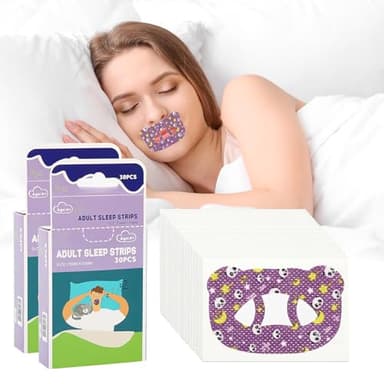 60 Tabletas Mouth Tape, Tiritas Antironquidos para Dormir - Tiras Bucales para Promover la Respiración Nasal, Mejorar la Calidad del Sueño y Reducir los Ronquidos, Hipoalergénicas y Cómodas