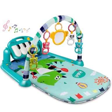 AmyBenton Gimnasio Piano Bebe, Manta Suelo de Juegos Bebe Actividades con Música y Luz, Regalos para Niños y Niñas 0+ Meses