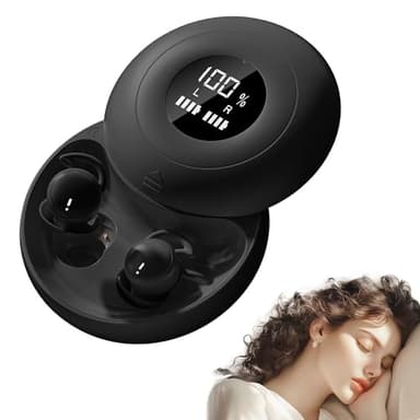 sunvito Auriculares para Dormir, Mini Auriculares para Dormir, inalámbricos Bluetooth 5.4, Silicona líquida, para Dormir de Lado, indicador de Potencia para Entrenar, Trabajar, Viajar (Negro)