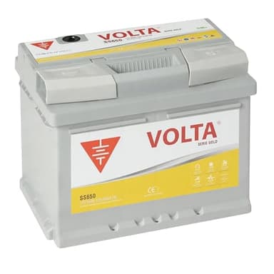 Batería de Coche Start-Stop EFB 65Ah 650 AEN - Volta Gold SS650D - Sistema Start-Stop Básico - Borne +Derecha - Medidas Largo 242 x Ancho 175 x Alto 190 mm con 2 Años Garantía - Fabricación Europea