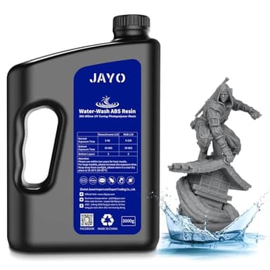 JAYO Resina Lavable en Agua ABS-Like 3KG, Resina para Impresora 3D 405nm UV Estándar Resina Fotopolímera Rápida para Impresora 3D LCD/DLP/SLA, Alta Precisión, No frágil, Bajo Olor, Gris Oscuro 3000g