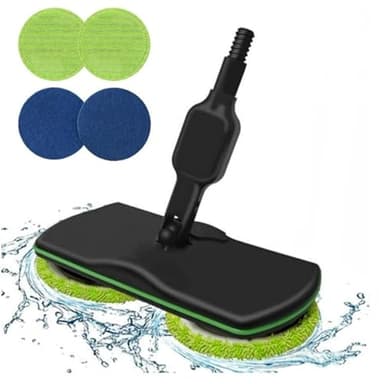 Limpiador de suelo eléctrico, trapeador giratorio sin cable, limpiador y pulidor recargable con 2 almohadillas de microfibra y 2 almohadillas de pulido para suelos duros, laminado, madera, azulejos