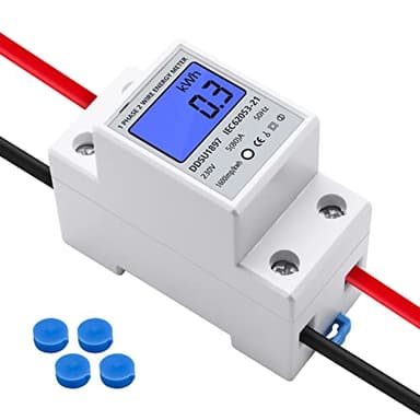 DIFCUL Contador de Energía Digital, Medidor de energía monofásico, 230V 5 (80) A Medidor de Energía Riel DIN con Pantalla Digital, Medidor Consumo Inteligente LCD Digital Eelectrico