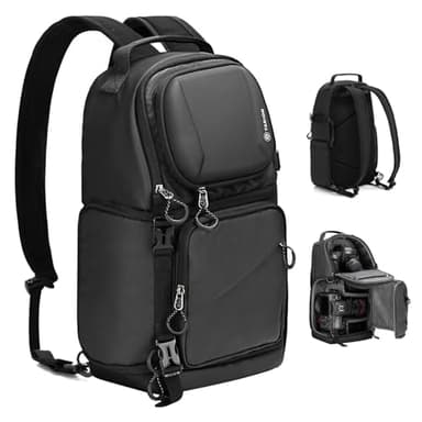 TARION Bolsa compacta para cámara: mochila convertible 2 en 1 de doble correa y bolsa de hombro de 9 L con acceso lateral, impermeable, para fotografía de viaje, para cámaras réflex réflex sin espejo