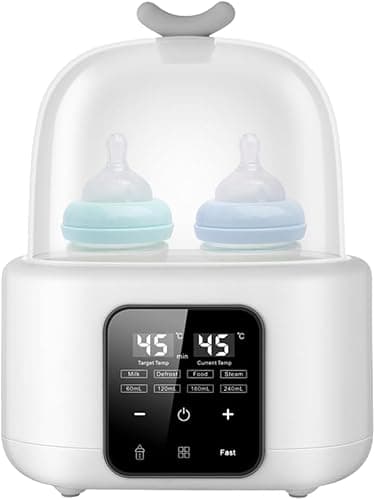 Calentador de biberones, esterilizador doble 9 en 1 con pantalla LCD de control de temperatura inteligente, calentamiento y descongelación rápida de alimentos para bebés, calentador de biberones