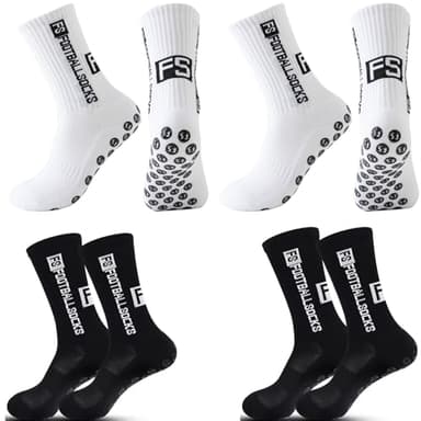 4 pares de calcetines de fútbol para calcetines de fútbol antideslizantes para hombre y mujer, calcetines deportivos de fútbol, absorben el sudor 39-46, calcetines transpirables para correr