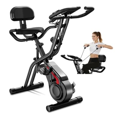UMAY Bicicleta estática plegable, 5 en 1Bicicleta spinning profesional con Resistencia Magnética de 16 Niveles, Bicicleta estatica plegable para el hogar Bici de Sala con Asiento Cómodo, Máx 136 kg