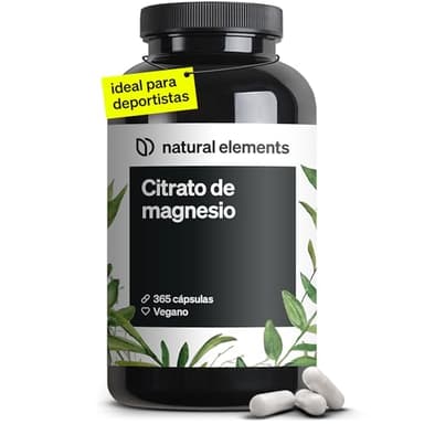 Citrato de Magnesio - 365 Cápsulas en alta dosificación - 2320mg, de los cuales 360mg son de magnesio elemental al día - Para Músculos, Huesos y Sistema Inmunitario - Probado en laboratorio