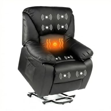 ECODE® Sillon de Relax Reclinable Levantapersonas Electrico con Masaje y Calor Lumbar - Sillones Electricos Stressless Ideales para Personas Mayores