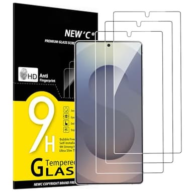 NEW'C 3 Piezas, Protector Pantalla para Samsung Galaxy S25 Ultra, Cristal templado Antiarañazos, Antihuellas, Sin Burbujas, Dureza 9H, Ultra Transparente, Ultra Resistente