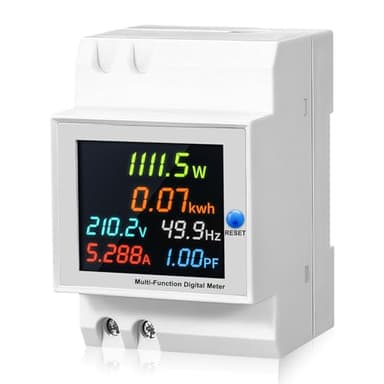 Contador de corriente digital LCD 6 en 1, medidor de corriente multifunción AC40 – 300 V 100 A, medidor de corriente alterna, vatímetro, contador KWh, amperímetro, voltímetro, DIN cerrado, tipo CT