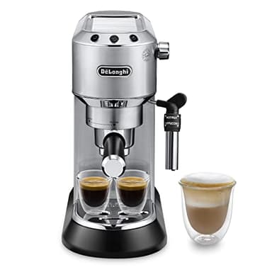 De'Longhi Dedica - Cafetera de Bomba de Acero Inoxidable para Café Molido o Monodosis, Cafetera para Espresso y Cappuccino, Depósito de 1.3 Litros, Sistema Anti-goteo, EC685.M, Metal
