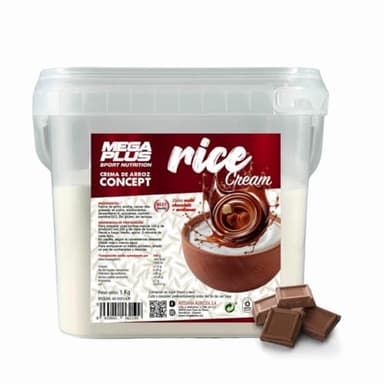 Crema de Arroz - Mega Plus Concept - Crema de arroz en polvo - Sin azúcares añadidos - alto en carbohidratos - Sin Gluten - Sin Lactosa- 1 kg (1 Kg, Choco Nutella)