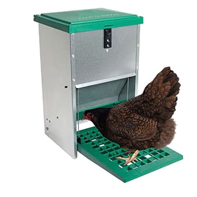 FINCA CASAREJO Tolva para Gallinas Antipájaros - Tolva Exterior Self-Service a Pedal - Capacidad 8 kg - Incluye Guía de Alimentación de Las Aves de Corral