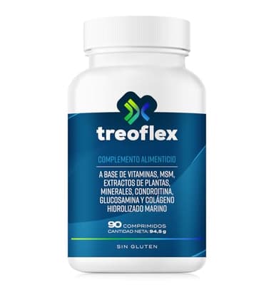 Treoflex - Colágeno Marino Hidrolizado Puro - Fórmula patentada con Colágeno Peptan. 90 comprimidos. Suplemento completo con condroitina, glucosamina, colágeno, biotina y vitaminas.