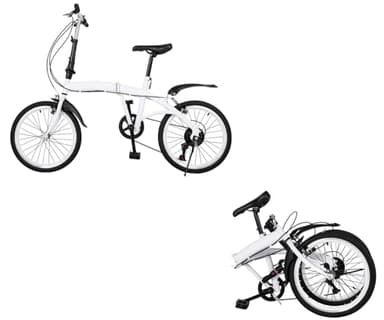 Kaichenyt Bicicleta plegable de 20 pulgadas para adultos, bicicleta plegable de doble freno, bicicleta de montaña con cambio de 7 velocidades, color blanco