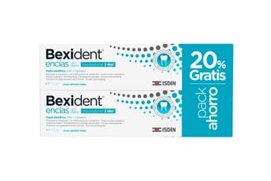 ISDIN Bexident Encías Uso Diario Pasta dentífrica con CPC + Cymenol, Reduce el sangrado y la inflamación por gingivitis en 2 días, Pack ahorro 20% Gratis, 2 x 125ml