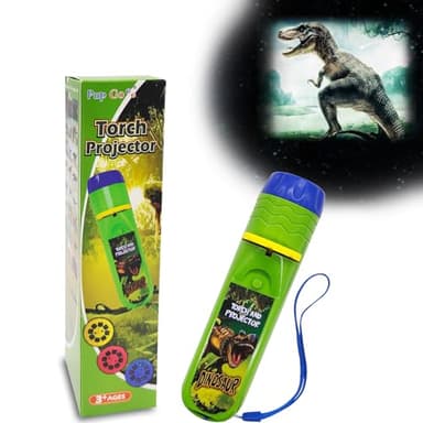 Pup Go Dinosaurio Linterna Proyector para Niños 3+ Años, Regalo Navidad para Niños, 3 Discos y 24 Imágenes, Pared Techo Tienda Ciencia Educativo Juego, Dinosaurio Kit Proyector Juguetes