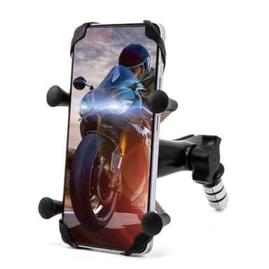 evomosa Soporte para móvil de Moto Soporte GPS para Smartphone de 4'' - 7'' Se Adapta a Todas Las Motos con Orificios de 12mm-24mm para R1 R6 F5 CBR650F VFR1200 Vfr800 GSX-R750 (A)