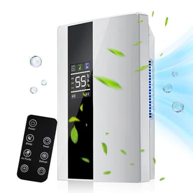 Deshumidificador de aire y purificador de aire 2 en 1, portátil silencioso con mando a distancia, pantalla LED, 24 horas, modo de sueño y descongelación, apagado automático, para el hogar
