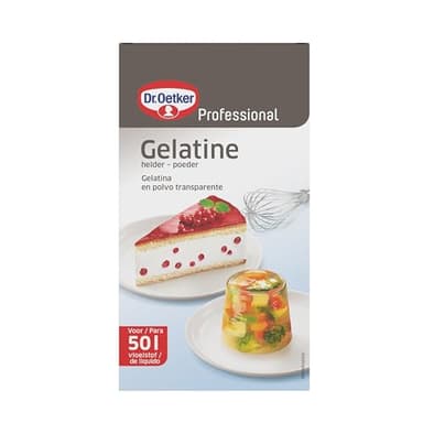 DR. OETKER - Gelatina Neutra en Polvo Transparente 1kg, 1000g para 50L de Líquido, para Gelificar o Espesar Recetas, Consigue Textura Firme y Consistente, Apta para Elaboraciones Frías y Calientes