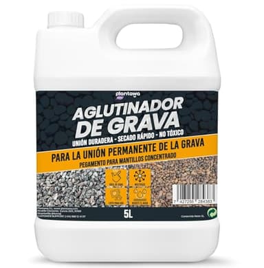 PLANTAWA Resina fijador de Grava 5L | Aglutinante de Grava Transparente | Pegamento Fuerte para Piedras de jardín y Caminos | Unión Duradera | Listo para Usar